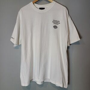 Harley Davidson Museum Milwaukee White‎ Graphic T Shirt Embroidered Mens XL